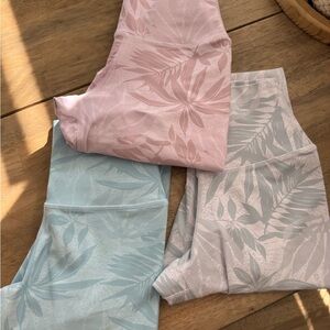 Floral Patterned Leggings Bundle - Pink, Blue, White/Gray